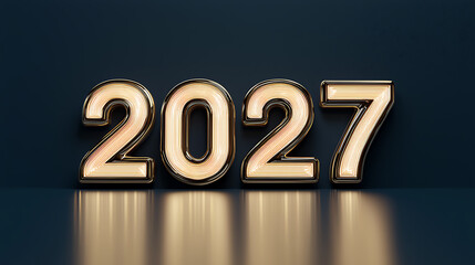 Golden 2027 Numerals: A polished presentation of the year 2027, glowing with warm light against a dark backdrop.
