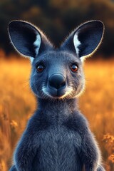 Fototapeta premium Cute kangaroo portrait in golden light