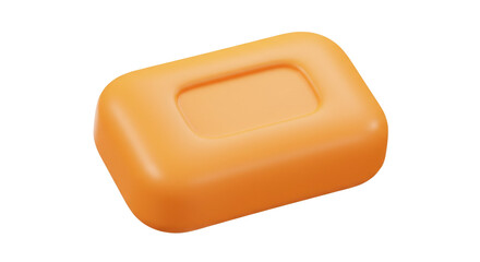 Orange Soap Bar Hygiene Still Life Minimalist Body Care Product Cleanliness Illustration Rendered 3D