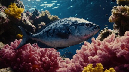Fototapeta premium Majestic Fish in Vibrant Coral Reef