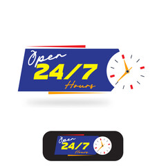24/7 open hours logo in vector for support ,helpline and contact 