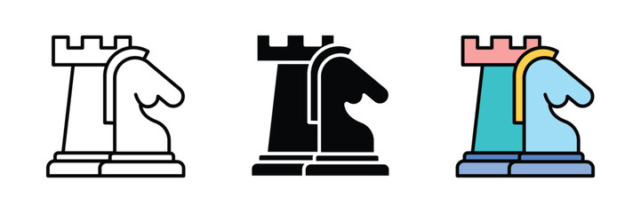 Set of Business strategy icon collection. Project management, collaboration, workflow, milestones symbol.