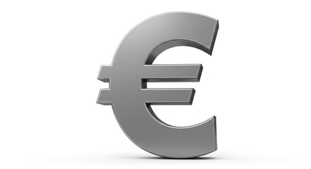Obraz premium Silver Euro Symbol Isolated on White Background Currency Market Finance European Union Economy