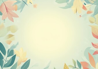 Pastel Leaves and Floral Elements Frame Background