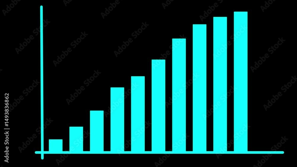 Poster abstract business graph animation,business graph chart with rocket growth animation, graph chart wit