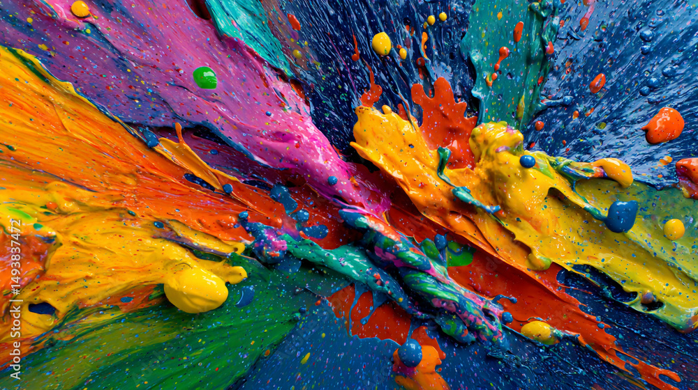 Aufkleber colorful abstract splash of paint with vibrant hues in dynamic patterns
