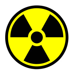 Nuclear radiation hazard symbol, isolated yellow on transparent background	
