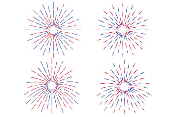 4th of July fireworks set isolated background.