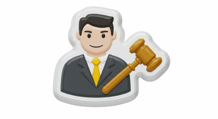 Judges gavel and advocate figure symbol