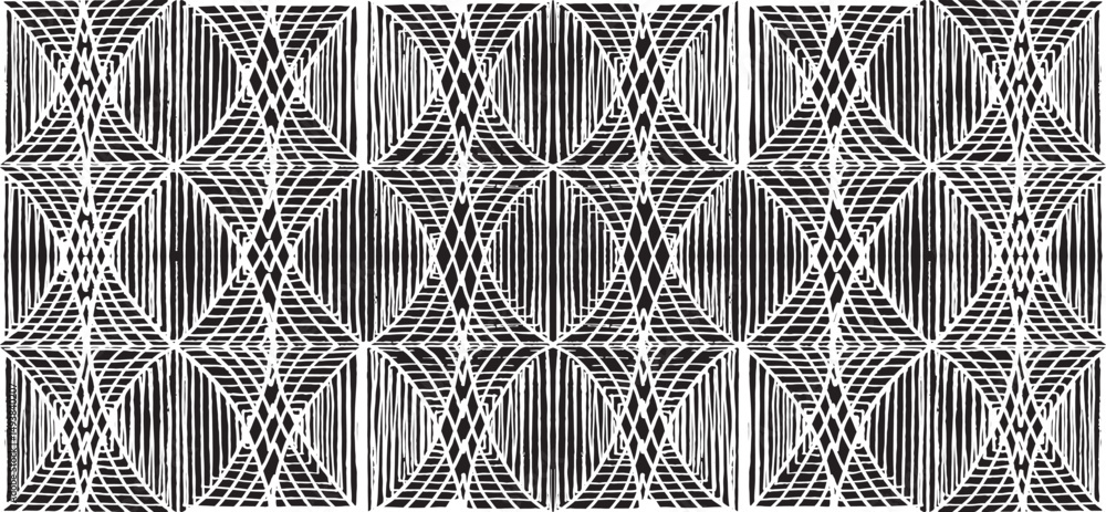 Aufkleber black and white tileable pattern. grunge worn damask pattern design. distressed fabric texture. over