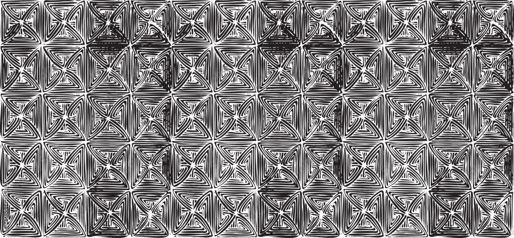 Aufkleber black and white tileable pattern. grunge worn damask pattern design. distressed fabric texture. over