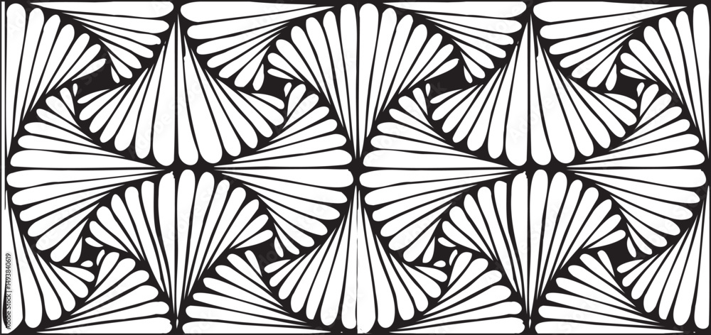 Poster black and white tileable pattern. grunge worn damask pattern design. distressed fabric texture. over
