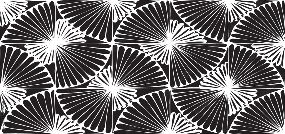 Aufkleber black and white tileable pattern. grunge worn damask pattern design. distressed fabric texture. over