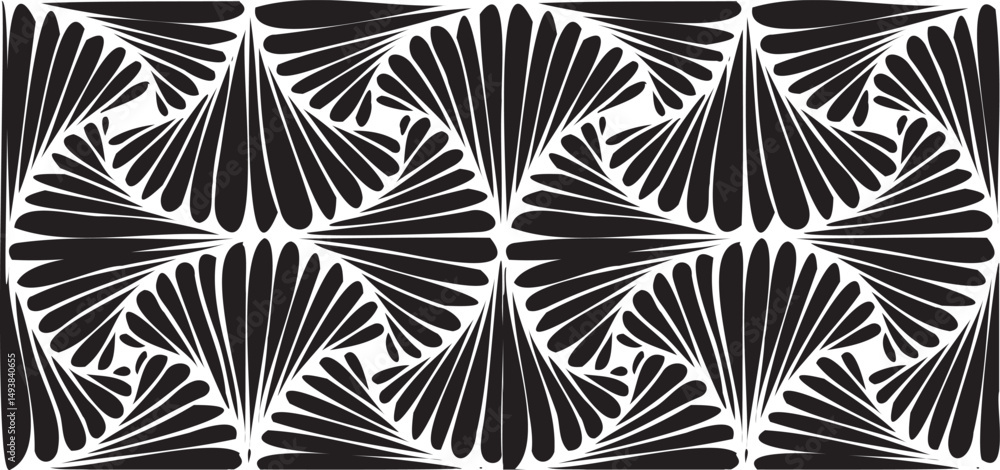 Poster black and white tileable pattern. grunge worn damask pattern design. distressed fabric texture. over