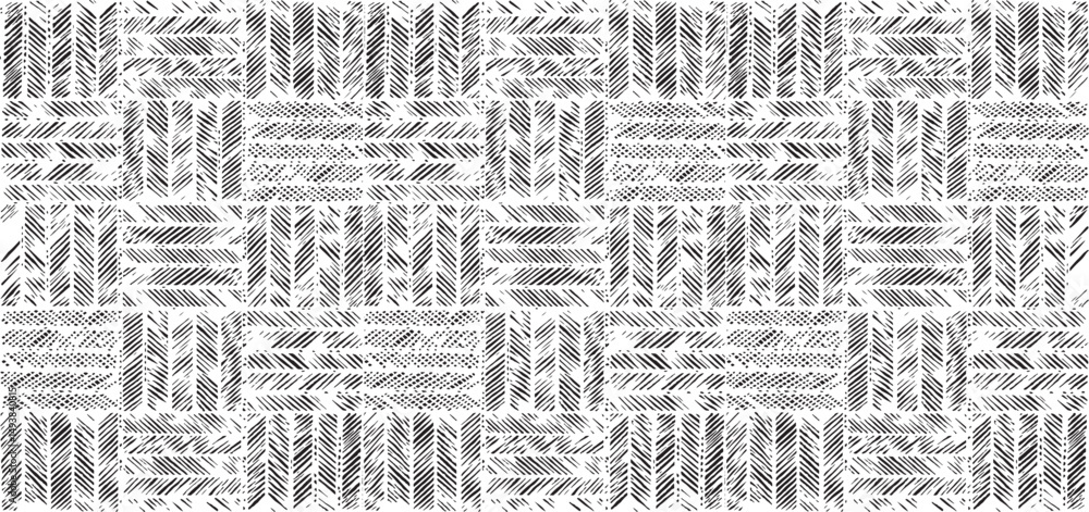 Poster black and white tileable pattern. grunge worn damask pattern design. distressed fabric texture. over