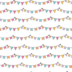 cute garlands with glags for birthday prints, wallpaper, backgrounds, wrapping paper, scrapbooking, stationery, etc. EPS 10
