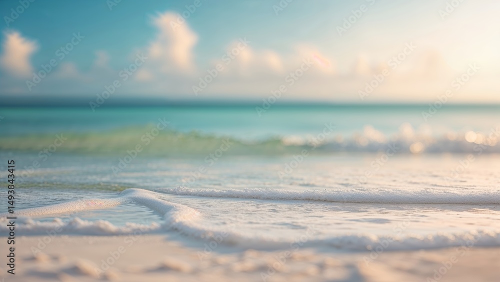 Aufkleber serene waves gently lap the shore at a peaceful beach during a sunny afternoon with soft clouds in t