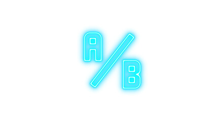 Glowing Neon A/B Testing Sign, Neon ab testing icon glow with transparent background