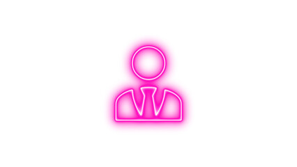 Neon icon of a person wearing a suit and tie, Neon account tie hat icon glow with transparent background