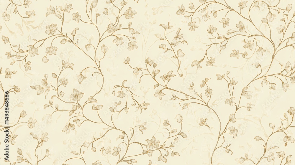 Poster creating a seamless floral pattern with intricate details for textiles home decor and design project