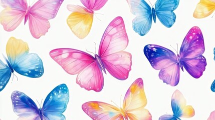 Obraz premium Captivating dance of vibrant butterflies in shady garden nature art serene environment aesthetic concept