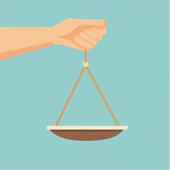 Hand Holding Simple Scales: Balance, Justice, and Measurement Concept