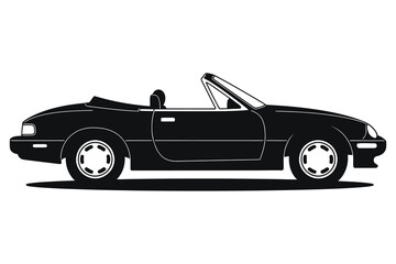 Clean, simple silhouette of a classic convertible car, perfect for automotive enthusiasts.