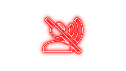 Neon icon of a person with a crossed-out sound wave, symbolizing silence or mute, Neon account voice off icon glow with transparent background