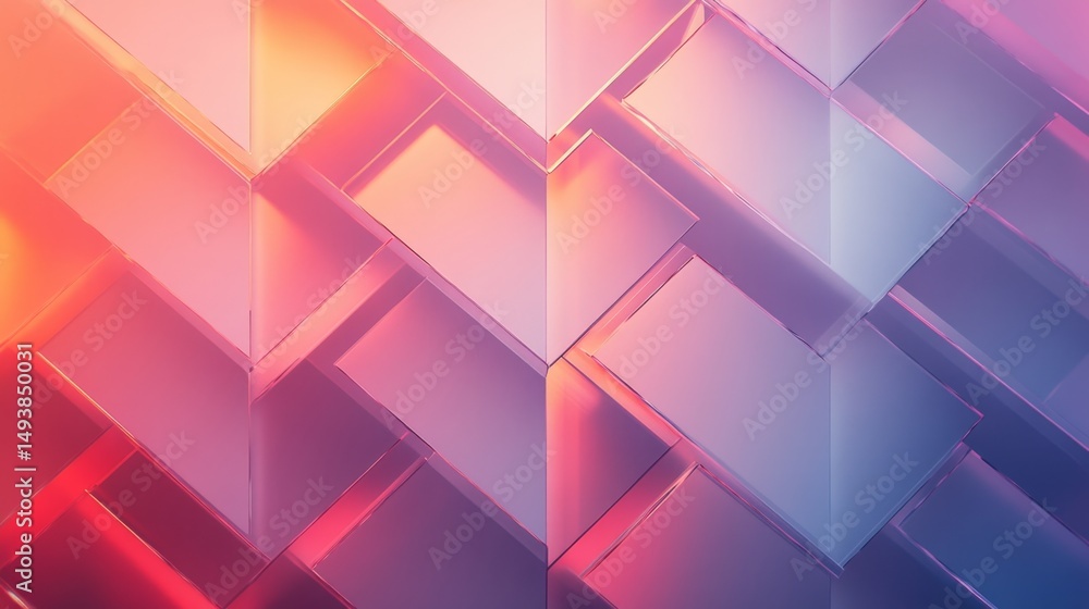 Poster dynamic overlapping diamond patterns in soft gradient abstract art for modern visual impact