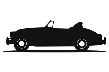 Clean, simple silhouette of a vintage convertible car.