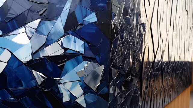 Abstract Geometric Pattern in Shades of Blue and Black Colors