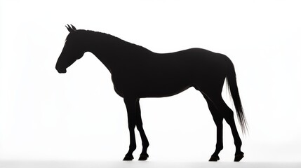 Silhouette of a bay horse in profile equine art studio background artistic composition