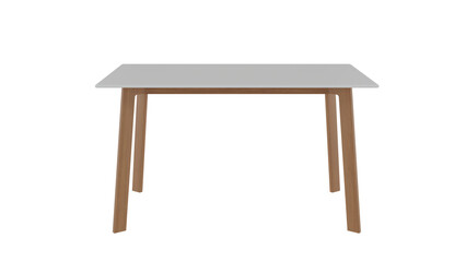 A white table with wooden legs and a white top