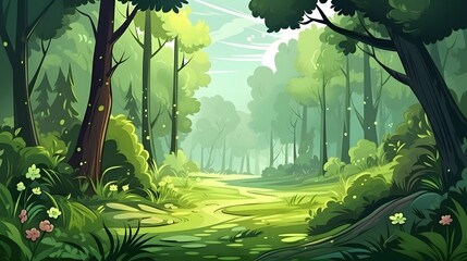Vibrant Green Cartoon Background for Creative Designs and Illustrations