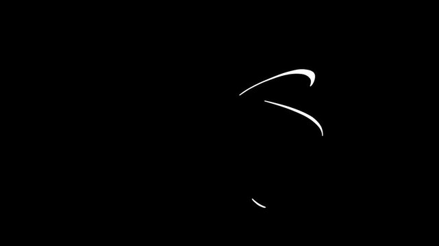 Hand drawn animated doodles visual effect lightening. Video clip with alpha channel.