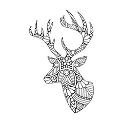 Intricate Mandala Deer Head Illustration Adult Coloring Page Design