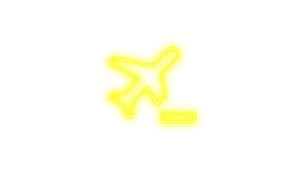 Obraz premium Neon airplane icon, symbolizing travel or aviation, Neon airplane minus icon glow with transparent background