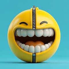 A zipper-mouth emoji with a literal zipper