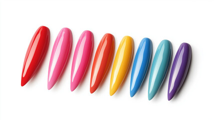 A close-up of  polishing or manicuring, isolated on a white background to emphasize cleanliness, beauty, and professional care.
