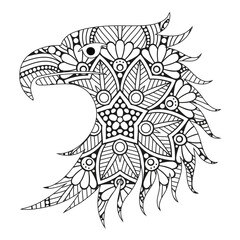 Intricate Eagle Mandala Adult Coloring Page Design