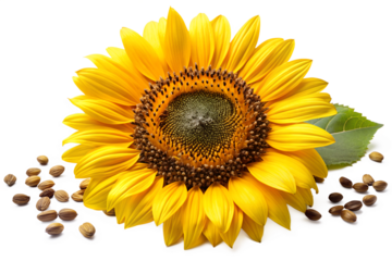 Sunflower with Detailed Seeds and Petals on transparent PNG