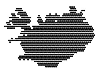 Fototapeta premium Hexagonal Grid map of Iceland Small