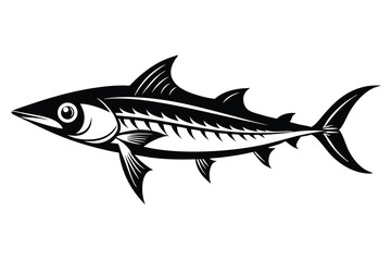 Fototapeta premium Striking Black and White Illustration of a Tuna Fish with Detailed Fins