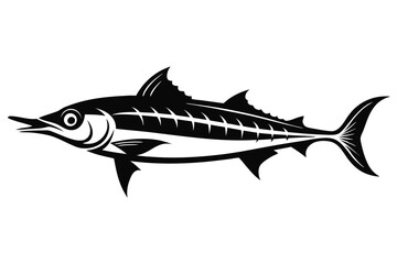 Fototapeta premium Stylized Vector Graphic of a Wahoo Fish in Black and White