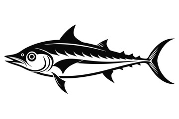 Graphic Depiction of a Black Fin Tuna Swimming with Detailed Fins and Gills
