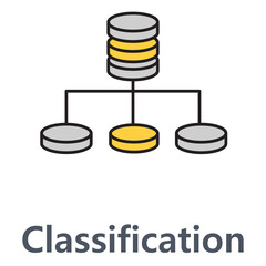 Clustering and Classification System vector Icon design