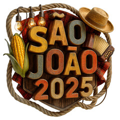 3D Stamp São João 2025 PNG Transparent Generated AI