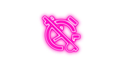 Neon alarm note off icon glow with transparent background