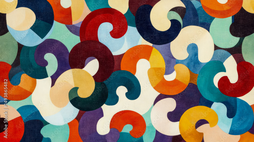 Poster colorful abstract pattern with repeating semi-circle motif