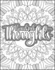 Gratitude Quote Coloring Page for Adults. Gratitude Motivational Quote Coloring Page.